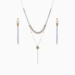 سرویس طلا 18 عیار زنانه زنجیری مدل آلبرنادو آویز کد ST0055