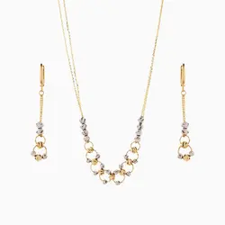 سرویس طلا 18 عیار زنانه زنجیری مدل گوی و حلقه کد ST0165