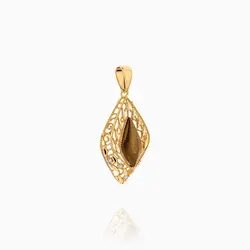 نیم ست طلا 18 عیار زنانه با نگین اتمی مدل اسلیمی طرح برگ کد ST0107