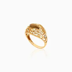 نیم ست طلا 18 عیار زنانه با نگین اتمی مدل اسلیمی طرح برگ کد ST0107