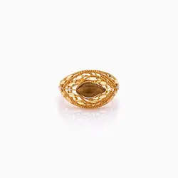 نیم ست طلا 18 عیار زنانه با نگین اتمی مدل اسلیمی طرح برگ کد ST0107