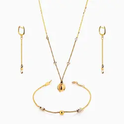 سرویس طلا 18 عیار زنانه اسپرت مدل زنجیر و گوی با آویز کد ST0123