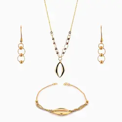 سرویس طلا 18 عیار زنانه زنجیری مدل حلقه و گوی با آویز کد ST0129
