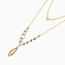 سرویس طلا 18 عیار زنانه زنجیری مدل حلقه و گوی با آویز کد ST0129