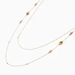 گردنبند طلا 18 عیار زنانه رولباسی مدل زنجیری گوی دار کد NL0049