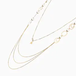 گردنبند طلا 18 عیار زنانه رولباسی مدل گوی و پولک کد NL0125