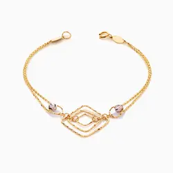 سرویس طلا 18 عیار زنانه زنجیری طرح لوزی کد ST0216