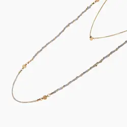 گردنبند طلا 18 عیار زنانه رولباسی مدل گوی و زنجیربافت کد NL0091