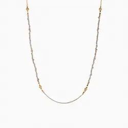 گردنبند طلا 18 عیار زنانه رولباسی مدل گوی و زنجیربافت کد NL0091