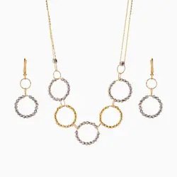 سرویس طلا 18 عیار زنانه زنجیری مدل حلقه و گوی کد ST0175