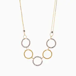 سرویس طلا 18 عیار زنانه زنجیری مدل حلقه و گوی کد ST0175