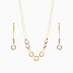 سرویس طلا 18 عیار زنانه زنجیری مدل گوی و حلقه کد ST0167