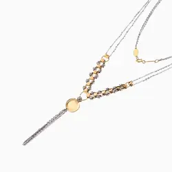 گردنبند طلا 18 عیار زنانه مدل گوی و مکعب با آویز ریسه کد NL0237