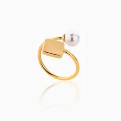 سرویس طلا 18 عیار زنانه چوکر با سنگ مروارید مدل مروارید و مکعب کد ST0182