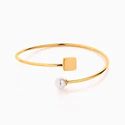 سرویس طلا 18 عیار زنانه چوکر با سنگ مروارید مدل مروارید و مکعب کد ST0182