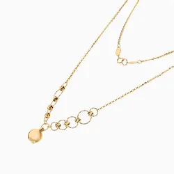 گردنبند طلا 18 عیار زنانه زنجیری مدل حلقه و گوی با آویز گرد کد NL0269