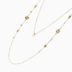 گردنبند طلا 18 عیار زنانه رولباسی مدل گل و پولک کد NL0134