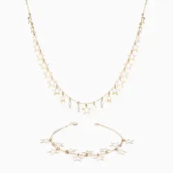 سرویس طلا 18 عیار زنانه فانتزی رولو مدل ستاره آویز کد ST0010