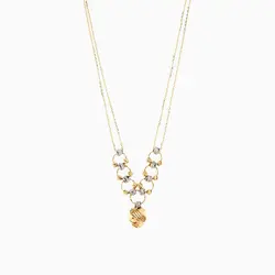 گردنبند طلا 18 عیار زنانه زنجیری مدل حلقه و گوی با آویز طرح دار کد NL0259