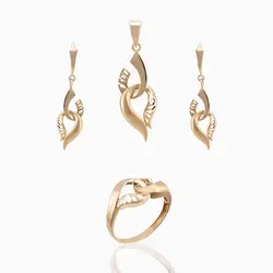 نیم ست طلا 18 عیار زنانه مدل هم دل کد ST0005