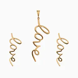 نیم ست طلا 18 عیار زنانه فانتزی مدل LOVE کد ST0162