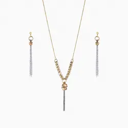 سرویس طلا 18 عیار زنانه زنجیری مدل آلبرنادو آویز کد ST0061