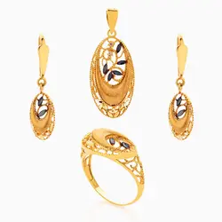 نیم ست طلا 18 عیار زنانه با نگین اتمی مدل اسلیمی هندسی کد ST0108