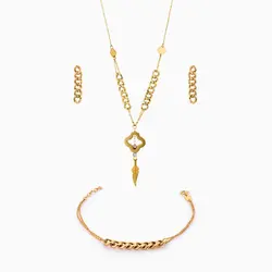 سرویس طلا 18 عیار زنانه زنجیری مدل کارتیر کد ST0095