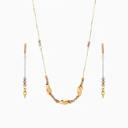 سرویس طلا 18 عیار زنانه زنجیری مدل گوی و آویز طرح دار کد ST0210