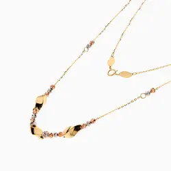 سرویس طلا 18 عیار زنانه زنجیری مدل گوی و آویز طرح دار کد ST0210