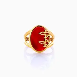 انگشتر طلا 18 عیار زنانه با سنگ عقیق قرمز مدل کلاسیک کد RG0249
