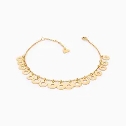 پابند طلا 18 عیار زنانه زنجیری مدل آویز پولک طرح دار کد AL0093