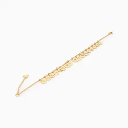 پابند طلا 18 عیار زنانه زنجیری مدل آویز پولک طرح دار کد AL0093