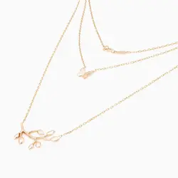 گردنبند طلا 18 عیار زنانه فانتزی مدل برگ و پروانه کد NL0006
