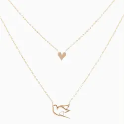 گردنبند طلا 18 عیار زنانه فانتزی مدل قلب و پرنده عشق کد NL0015