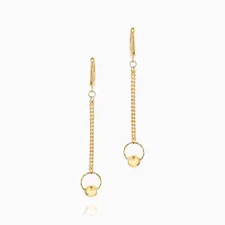 گوشواره طلا 18 عیار زنانه مدل گوی و زنجیر کد ER0196