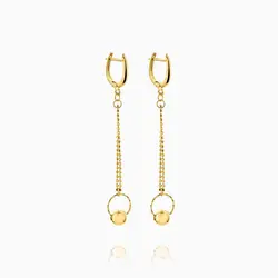 گوشواره طلا 18 عیار زنانه مدل گوی و زنجیر کد ER0196