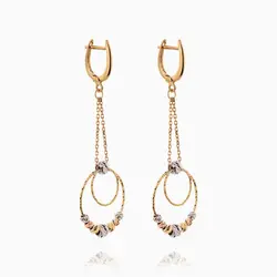 گوشواره طلا 18 عیار زنانه زنجیری مدل حلقه و گوی کد ER0264