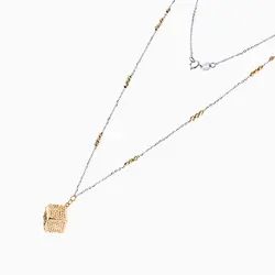 گردنبند طلا 18 عیار زنانه رولباسی مدل آلبرنادو با آویز مکعب کد NL0119