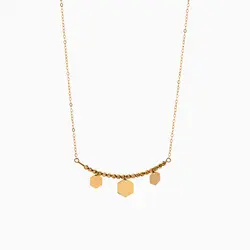 گردنبند طلا 18 عیار زنانه زنجیری مدل گوی و پولک شش ضلعی کد NL0300