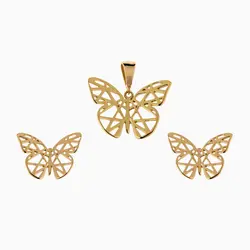 نیم ست طلا 18 عیار زنانه فانتزی مدل پروانه کد ST0155