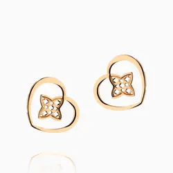 نیم ست طلا 18 عیار زنانه فانتزی مدل قلب و گل کد ST0183