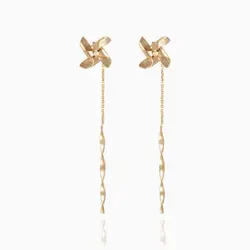 گوشواره طلا 18 عیار دخترانه فانتزی مدل فرفره ای آویزدار کد ER0002