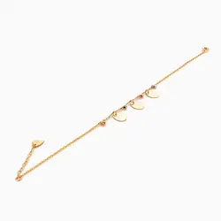 پابند طلا 18 عیار زنانه زنجیری مدل گوی و آویز پولک کد AL0059
