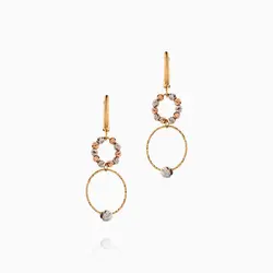 گوشواره طلا 18 عیار زنانه مدل حلقه و گوی کد ER0243