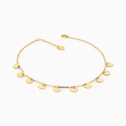 پابند طلا 18 عیار زنانه زنجیری مدل آویز پولک شش ضلعی کد AL0052