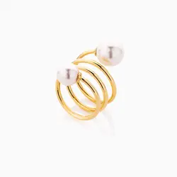 انگشتر طلا 18 عیار زنانه اسپرت با سنگ مروارید مدل ماری کد RG0482