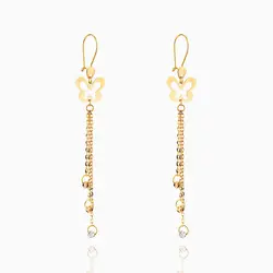 گوشواره طلا 18 عیار زنانه زنجیری مدل پروانه و گوی کد ER0166