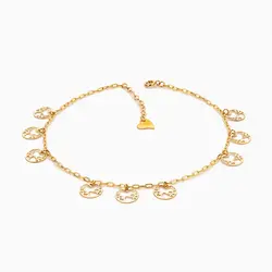 پابند طلا 18 عیار زنانه زنجیری مدل آویز پولک طرح دار کد AL0062