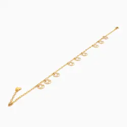 پابند طلا 18 عیار زنانه زنجیری مدل آویز پولک طرح دار کد AL0062